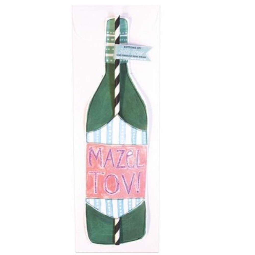 NWT Curly Girl Design Bottle Straw Card-Mazel Tov